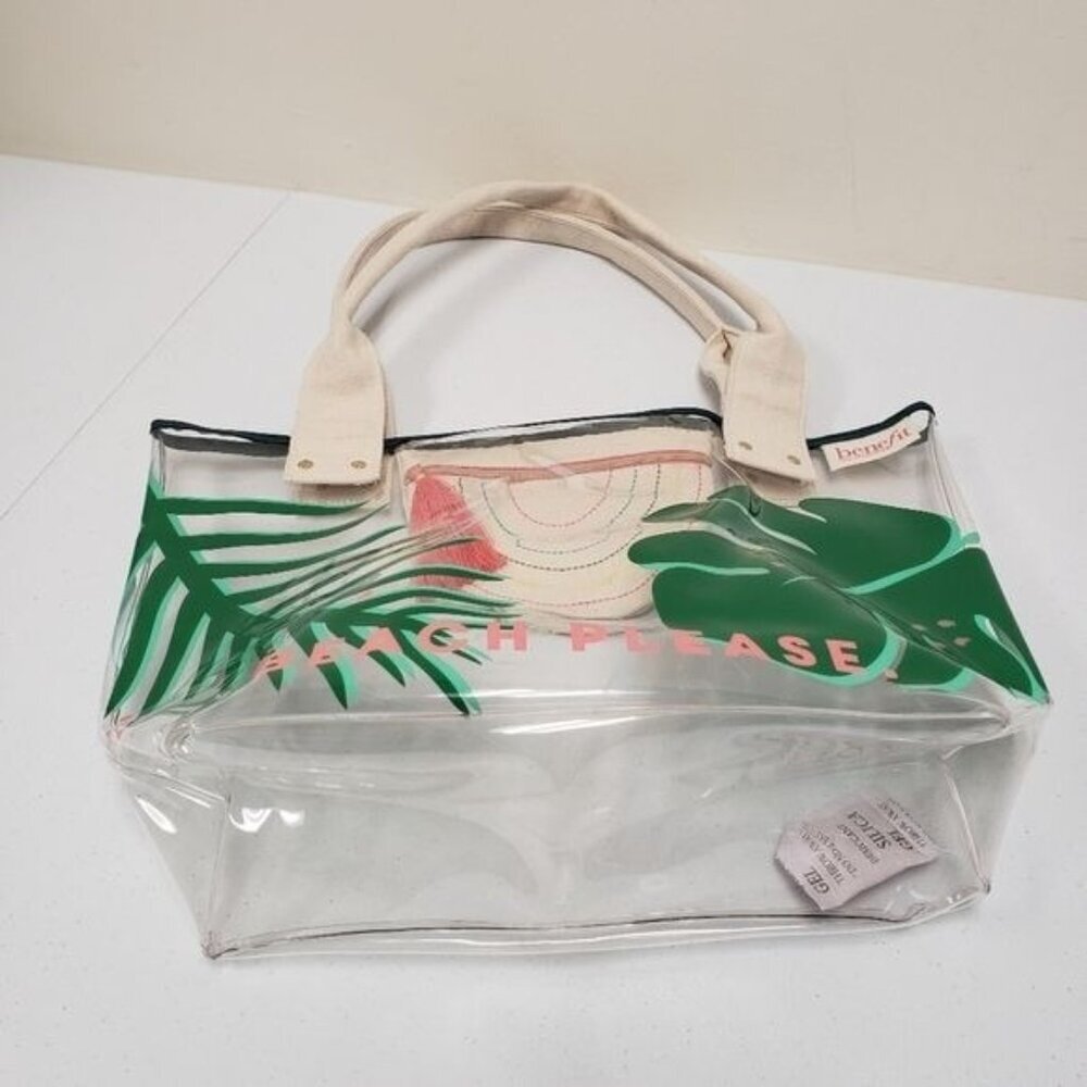 Benefit Beach Please Tote Bag Clear Canvas Handles - Picture 4 of 10